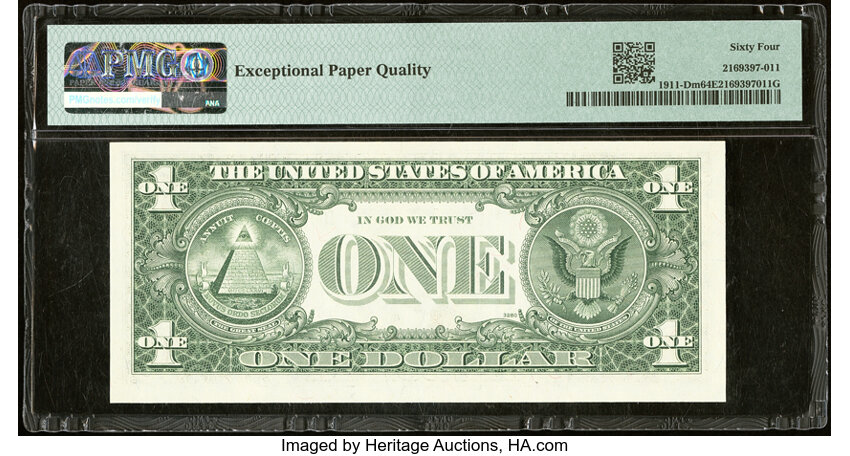 image for: Solid Serial Number 44444444 Fr. 1911-D $1 1981 Mule Federal Reserve Note. PMG Choice Uncirculated 64 EPQ....