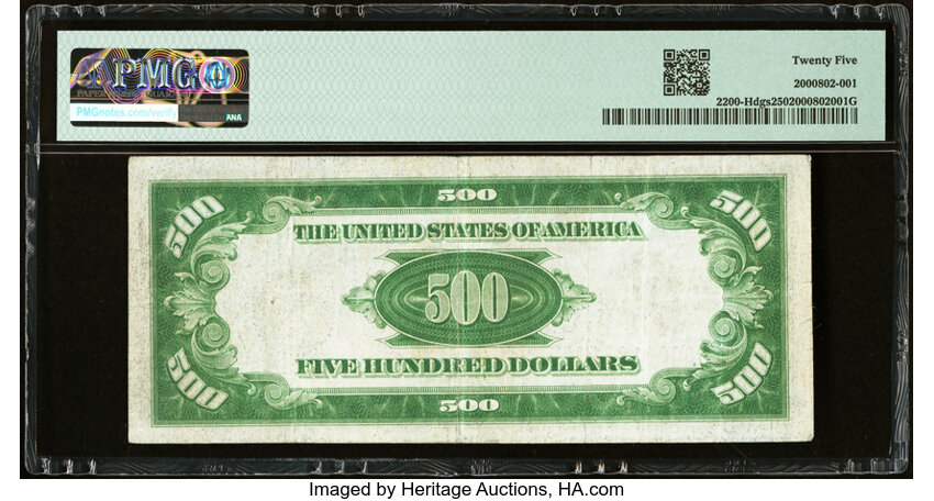 image for: Fr. 2200-H $500 1928 Federal Reserve Note. PMG Very Fine 25....