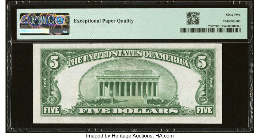 image for: Fr. 2307* $5 1934A North Africa Silver Certificate Star Note. PMG Gem Uncirculated 65 EPQ....