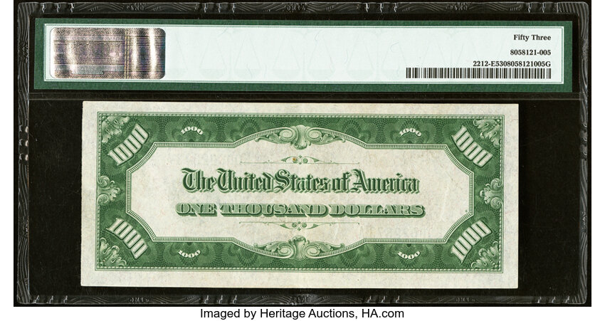 image for: Fr. 2212-E $1,000 1934A Federal Reserve Note. PMG About Uncirculated 53....