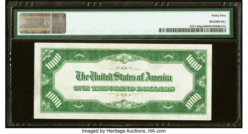 image for: Fr. 2211-H $1,000 1934 Light Green Seal Federal Reserve Note. PMG Choice Extremely Fine 45....