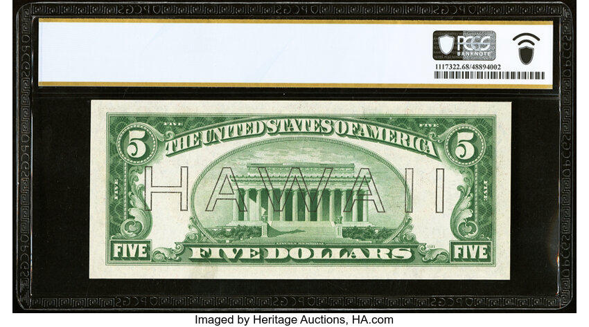 image for: Fr. 2301 $5 1934 Mule Hawaii Federal Reserve Note. PCGS Banknote Superb Gem Unc 68 PPQ....