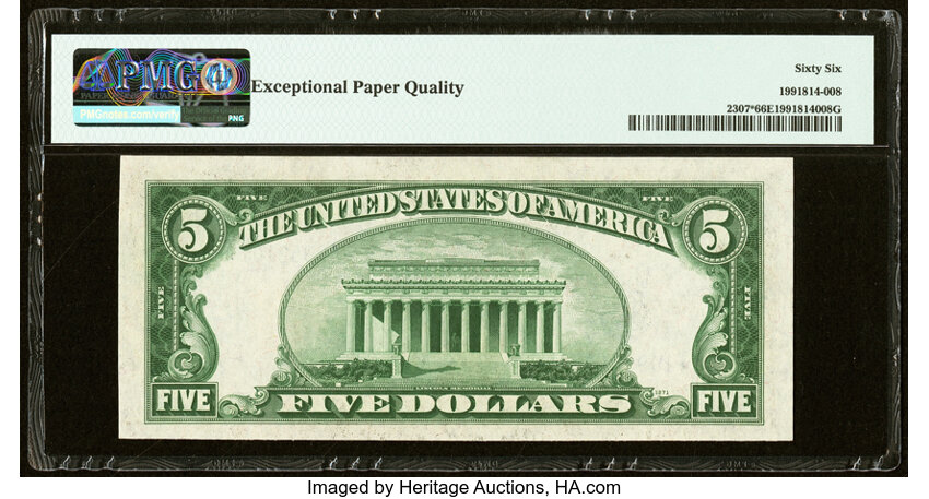 image for: Fr. 2307* $5 1934A North Africa Silver Certificate Star Note. PMG Gem Uncirculated 66 EPQ....