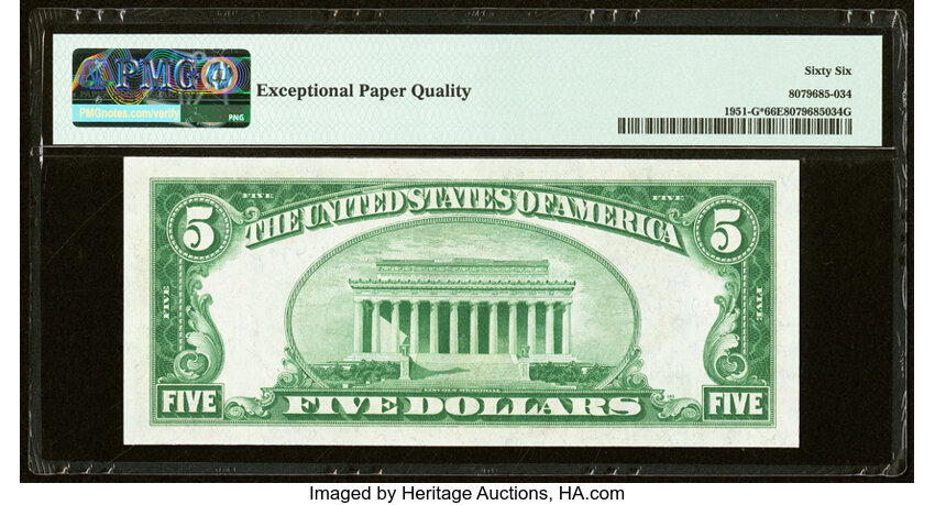 image for: Fr. 1951-G* $5 1928A Federal Reserve Star Note. PMG Gem Uncirculated 66 EPQ....