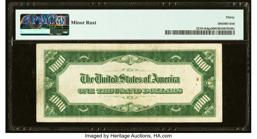 image for: Fr. 2210-H $1,000 1928 Dark Green Seal Federal Reserve Note. PMG Very Fine 30....