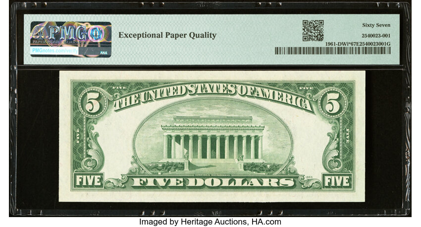 image for: Fr. 1961-D* $5 1950 Wide I Federal Reserve Star Note. PMG Superb Gem Unc 67 EPQ....