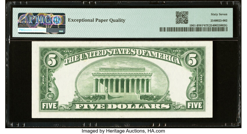 image for: Fr. 1961-B* $5 1950 Wide I Federal Reserve Star Note. PMG Superb Gem Unc 67 EPQ....