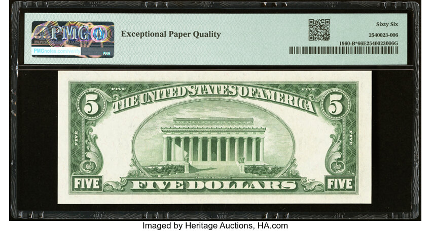 image for: Fr. 1960-B* $5 1934D Federal Reserve Star Note. PMG Gem Uncirculated 66 EPQ....