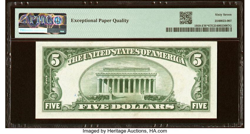 image for: Fr. 1959-E* $5 1934C Wide Federal Reserve Star Note. PMG Superb Gem Unc 67 EPQ....