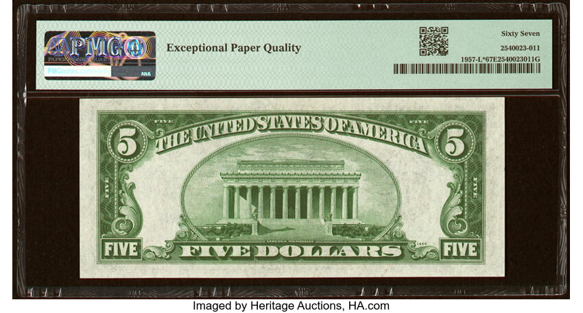 image for: Fr. 1957-L* $5 1934A Federal Reserve Star Note. PMG Superb Gem Unc 67 EPQ....