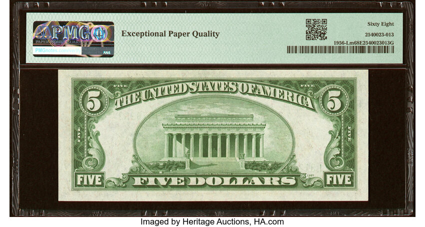image for: Fr. 1956-L $5 1934 Mule Federal Reserve Note. PMG Superb Gem Unc 68 EPQ....