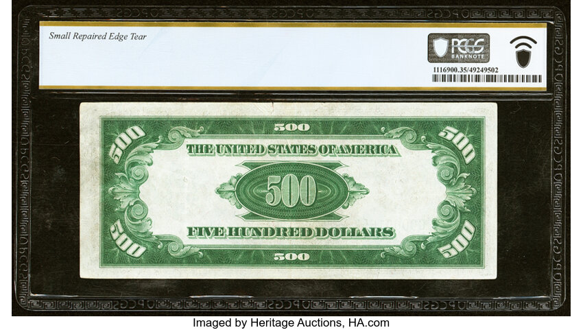 image for: Fr. 2201-G* $500 1934 Federal Reserve Star Note. PCGS Banknote Choice VF 35 Details....