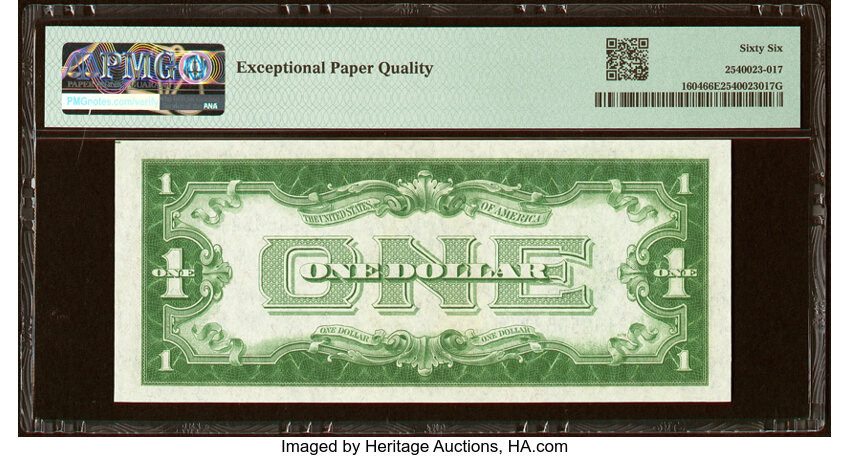 image for: Fr. 1604 $1 1928D Silver Certificate. J-B Block. PMG Gem Uncirculated 66 EPQ....