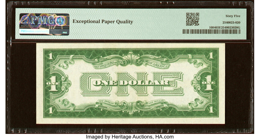 image for: Fr. 1604 $1 1928D Silver Certificate. E-B Block. PMG Gem Uncirculated 65 EPQ....