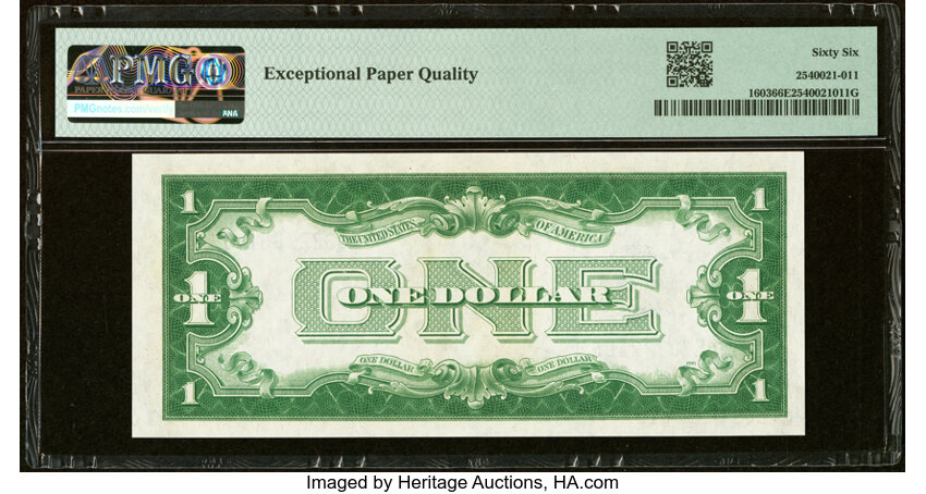 image for: Fr. 1603 $1 1928C Silver Certificate. E-B Block. PMG Gem Uncirculated 66 EPQ....