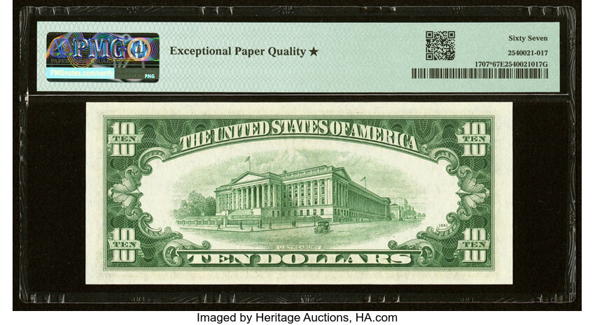 image for: Fr. 1707* $10 1953A Silver Certificate Star Note. PMG Superb Gem Unc 67 EPQ*....
