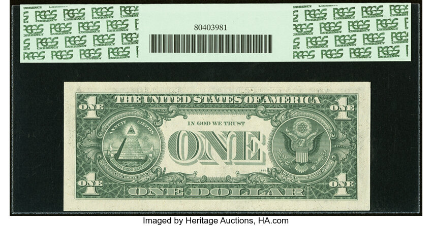 image for: Even Ten Million Serial Number 10000000 Fr. 1908-K $1 1974 Federal Reserve Note. PCGS Choice About New 58PPQ....