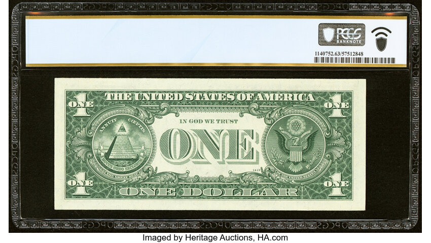 image for: Even Million Serial Number 90000000 Fr. 1905-L $1 1969B Federal Reserve Note. PCGS Banknote Choice Unc 63 PPQ....