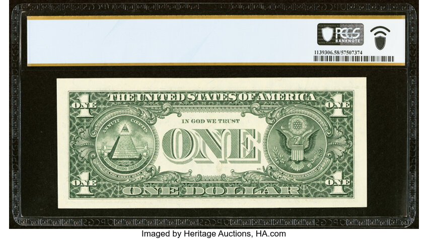 image for: Serial Number 1 Fr. 1918-F $1 1993 Federal Reserve Note. PCGS Banknote Choice AU 58 PPQ....