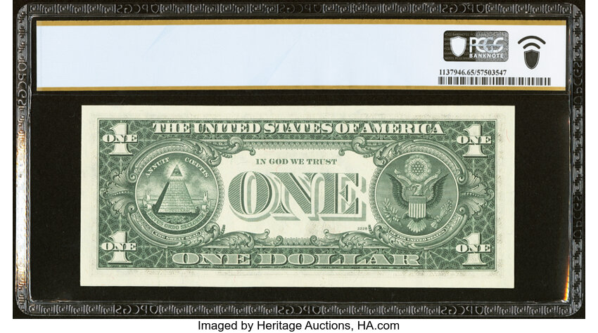 image for: Solid Serial Number 11111111 Fr. 1909-K $1 1977 Federal Reserve Note. PCGS Banknote Gem Unc 65 PPQ....