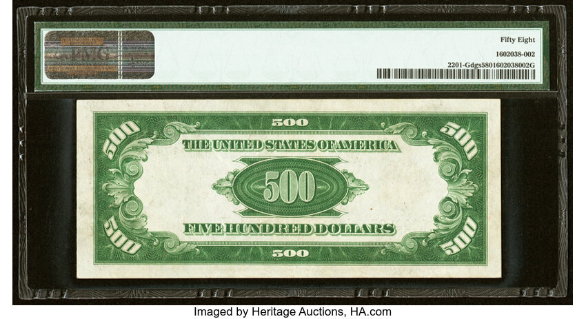 image for: Fr. 2201-G $500 1934 Federal Reserve Note. PMG Choice About Unc 58....