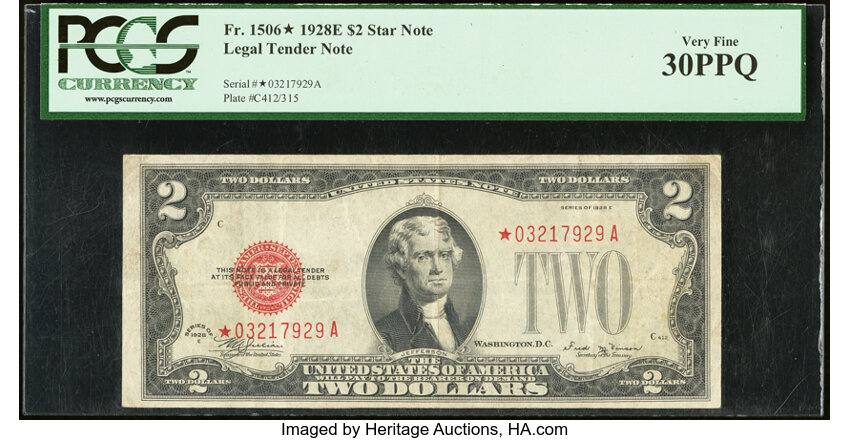 image for: Fr. 1506* $2 1928E Legal Tender Star Note. PCGS Very Fine 30PPQ....