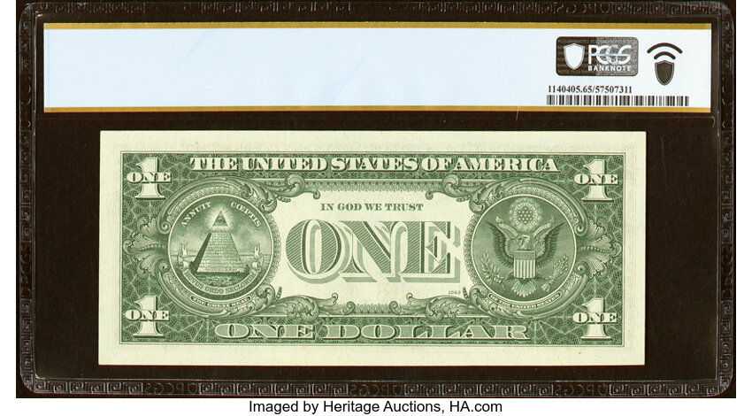 image for: Solid Serial Number 77777777 Fr. 1902-L $1 1963B Federal Reserve Note. PCGS Banknote Gem Unc 65 PPQ....