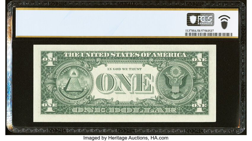 image for: Seven in a Row Nines Serial Number 09999999 Fr. 1908-K $1 1974 Federal Reserve Note. PCGS Banknote Choice AU 58PPQ....