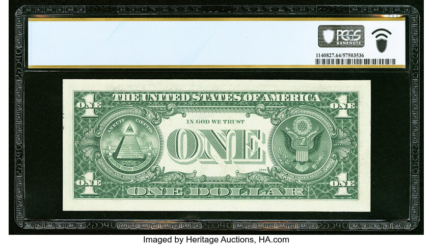 image for: A-A Block 90 Million Serial Number Fr. 1907-A $1 1969D Federal Reserve Note. PCGS Banknote Choice Unc 64 PPQ....