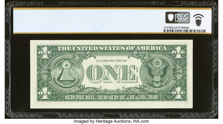 image for: Seven in a Row Nines Serial Number K89999999A Fr. 1908-K $1 1974 Federal Reserve Note. PCGS Banknote Choice Unc 63 PPQ....