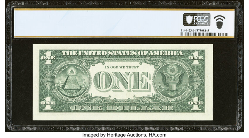 image for: Seven in a Row Nines Serial Number D49999999A Fr. 1903-D $1 1969 Federal Reserve Note. PCGS Banknote Choice Unc 64 PPQ....