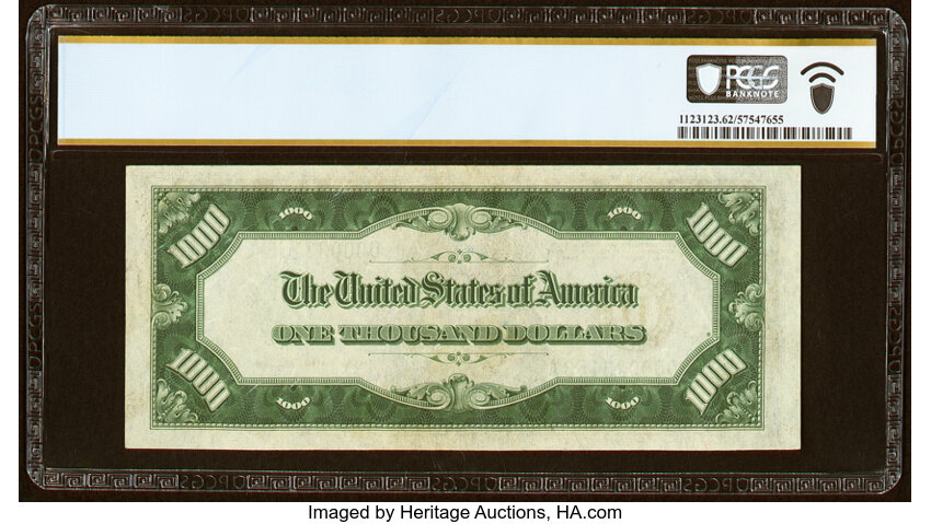 image for: Fr. 2211-D $1,000 1934 Mule Federal Reserve Note. PCGS Banknote Uncirculated 62 PPQ....
