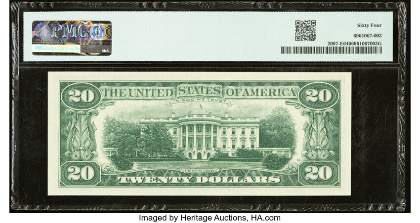 image for: Low Serial Number 3 Fr. 2067-E $20 1969 Federal Reserve Note. PMG Choice Uncirculated 64....