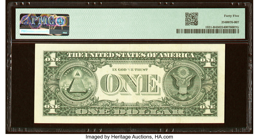 image for: Solid Serial Number 77777777 Fr. 1921-B $1 1995 Federal Reserve Note. PMG Choice Extremely Fine 45....