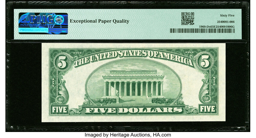 image for: Solid Serial Number D00000000A Fr. 1960-D $5 1934D Specimen Federal Reserve Note. PMG Gem Uncirculated 65 EPQ....
