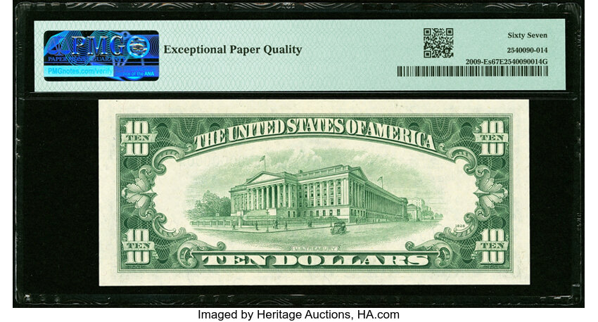 image for: Solid Serial Number E00000000A Fr. 2009-E $10 1934D Specimen Federal Reserve Note. PMG Superb Gem Unc 67 EPQ....