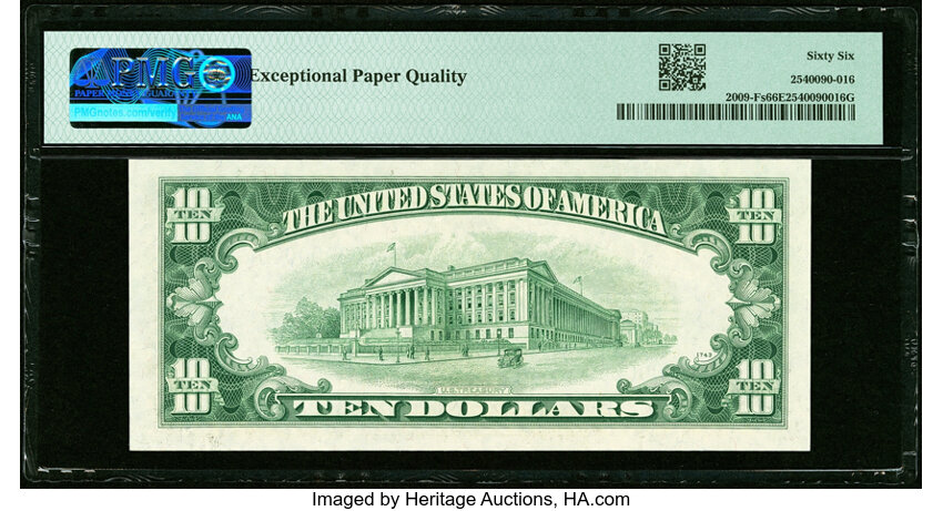 image for: Solid Serial Number F00000000A Fr. 2009-F $10 1934D Specimen Federal Reserve Note. PMG Gem Uncirculated 66 EPQ....