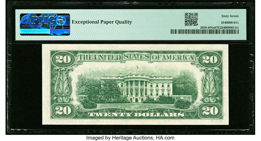 image for: Solid Serial Number H00000000A Fr. 2058-H $20 1934D Narrow Specimen Federal Reserve Note. PMG Superb Gem Unc 67 EPQ....