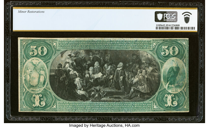 image for: New York, NY - $50 1875 Fr. 445 The Metropolitan National Bank Ch. # 1121 PCGS Banknote Choice VF 35....