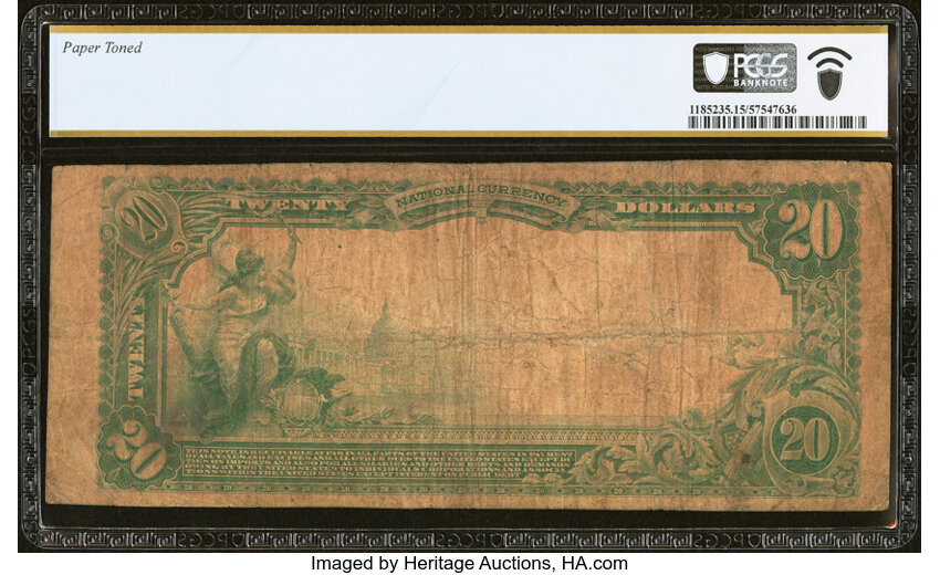 image for: Mount Vernon, IN - $20 1902 Plain Back Fr. 661 The Mount Vernon National Bank & Trust Company Ch. # 12780 PCGS Banknote Choice...
