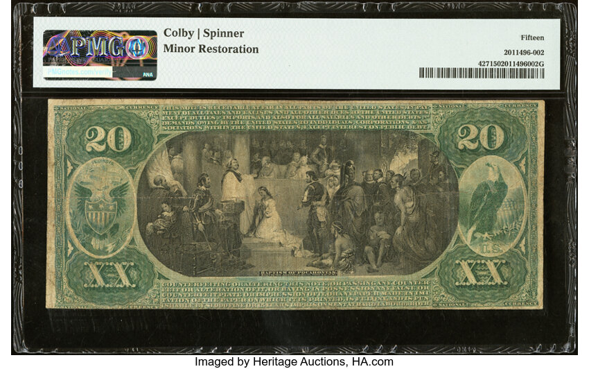 image for: Virginia, IL - $20 Original Fr. 427 The Farmers National Bank Ch. # 1471 PMG Choice Fine 15....