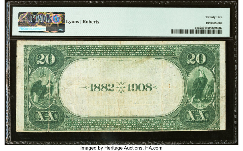 image for: Winnebago, MN - $20 1882 Date Back Fr. 555 The First National Bank Ch. # (M)5406 PMG Very Fine 25....