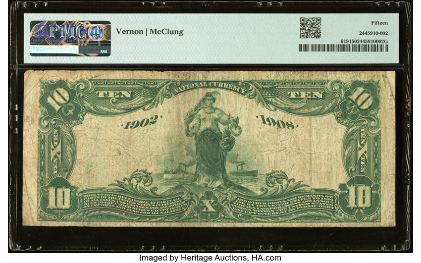 image for: Collins, MS - $10 1902 Date Back Fr. 619 The First National Bank Ch. # (S)9728 PMG Choice Fine 15....