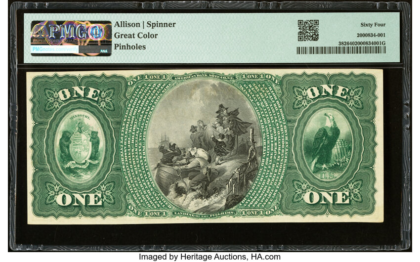 image for: California, MO - $1 Original Fr. 382 The Moniteau National Bank Ch. # 1712 PMG Choice Uncirculated 64....