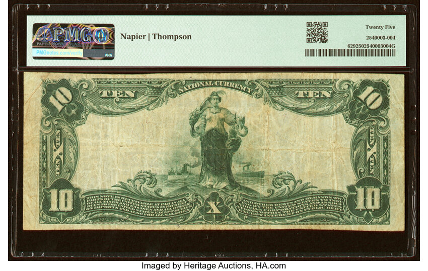 image for: Panama City, FL - $10 1902 Plain Back Fr. 629 The First National Bank Ch. # (S)10346 PMG Very Fine 25....
