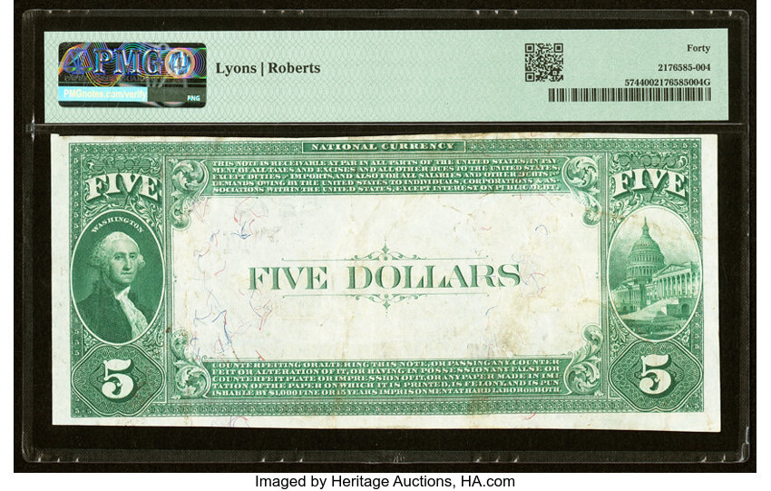 image for: Montpelier, IN - $5 1882 Value Back Fr. 574 The First National Bank Ch. # (M)5278 PMG Extremely Fine 40....