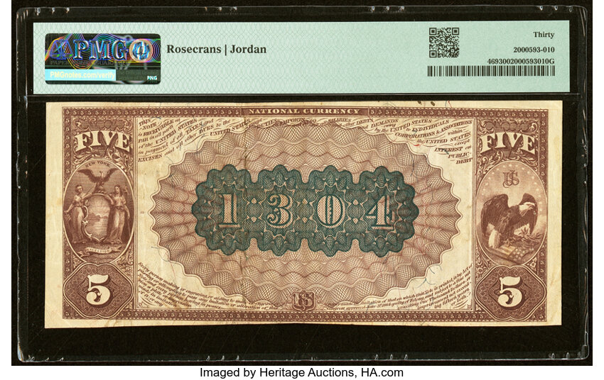 image for: Somers, NY - $5 1882 Brown Back Fr. 469 The Farmers & Drovers National Bank Ch. # 1304 PMG Very Fine 30....