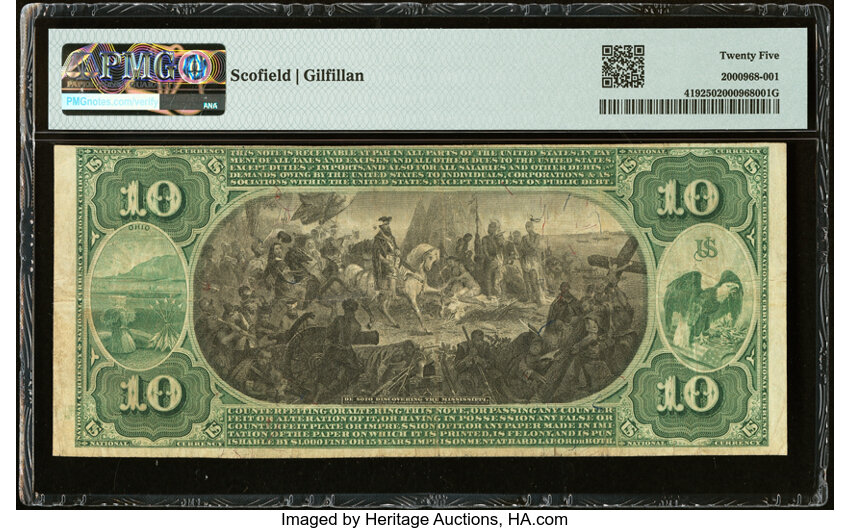 image for: Hillsborough, OH - $10 1875 Fr. 419 The Merchants National Bank Ch. # 2449 PMG Very Fine 25....
