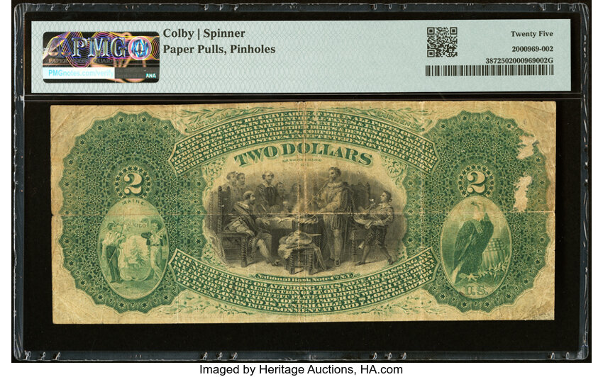 image for: Waldoboro, ME - $2 Original Fr. 387 The Waldoboro National Bank Ch. # 744 PMG Very Fine 25....
