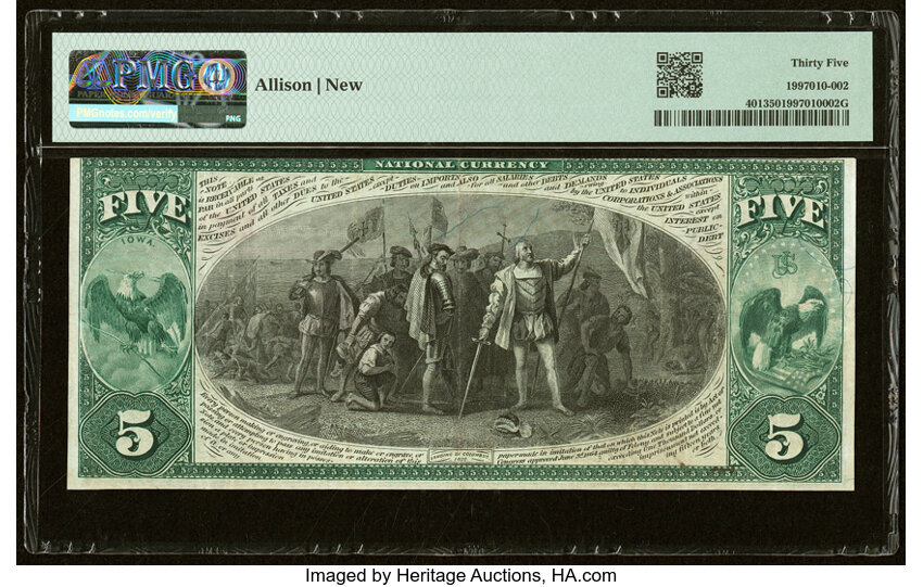 image for: Elkader, IA - $5 1875 Fr. 401 The First National Bank Ch. # 1815 PMG Choice Very Fine 35....